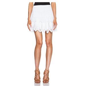 Ulla Johnson Mireille Skirt / Size 4 / Pristine White Mini Embroidered Scalloped